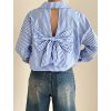 chemise chic a rayures noeud au dos bleu clair 67ab0a9d53309