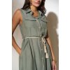robes longues avec manches longues et ceinture fluide vert 67b2154174a83
