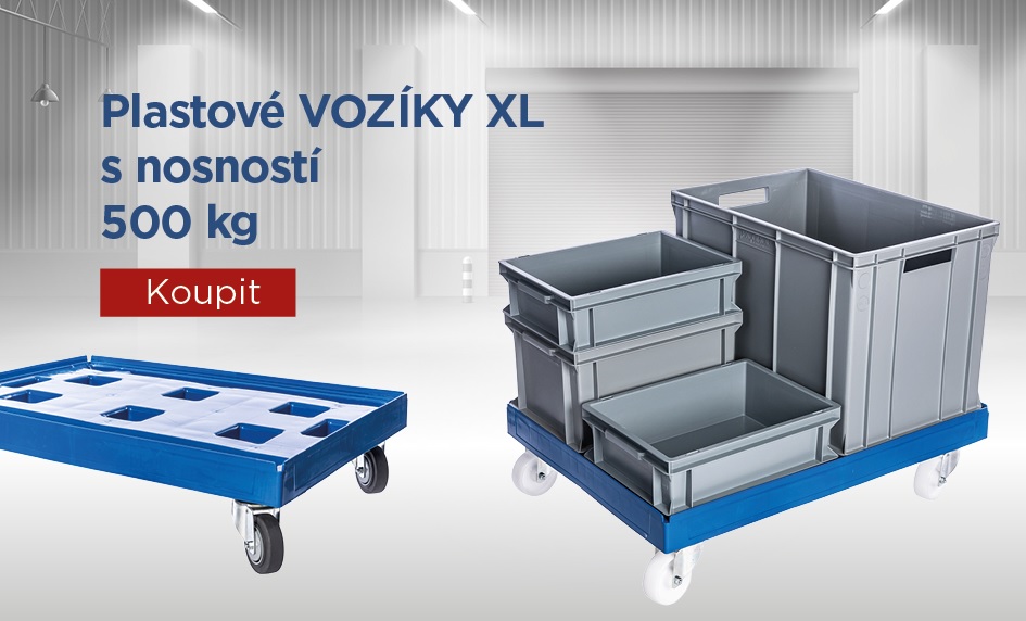 Plastové vozíky pod přepravky XL 800x600 s nosností 500 kg