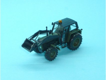 ZETOR Crystal 12045 s čelním nakladačem - stavebnice 1:43 - vojenská zelená ČSLA/AČR