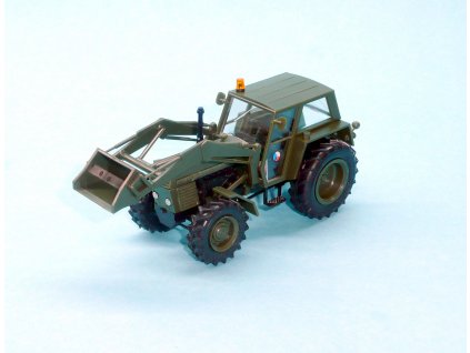 ZETOR Crystal 12045 s čelním nakladačem - stavebnice 1:43 - vojenská zelená ČSLA/AČR II.