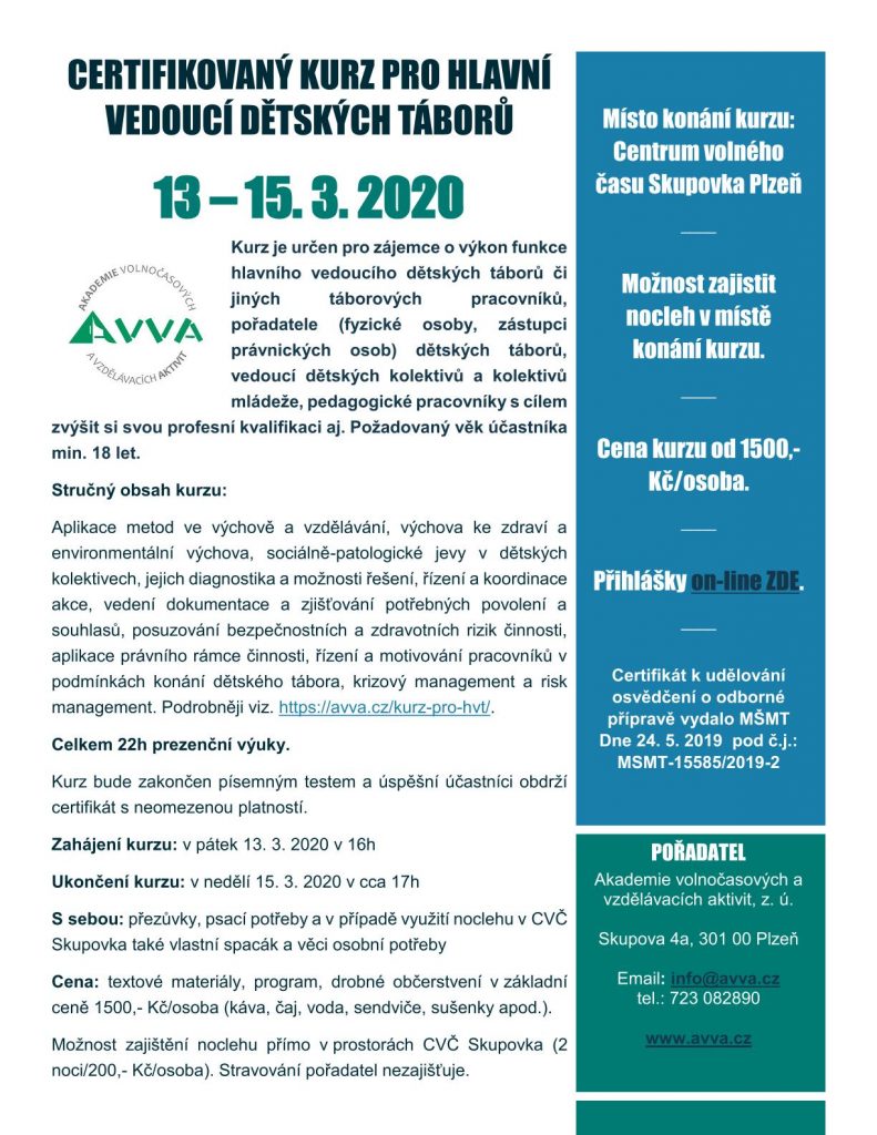 Kurz hlavní vedoucí dětských táborů 2020