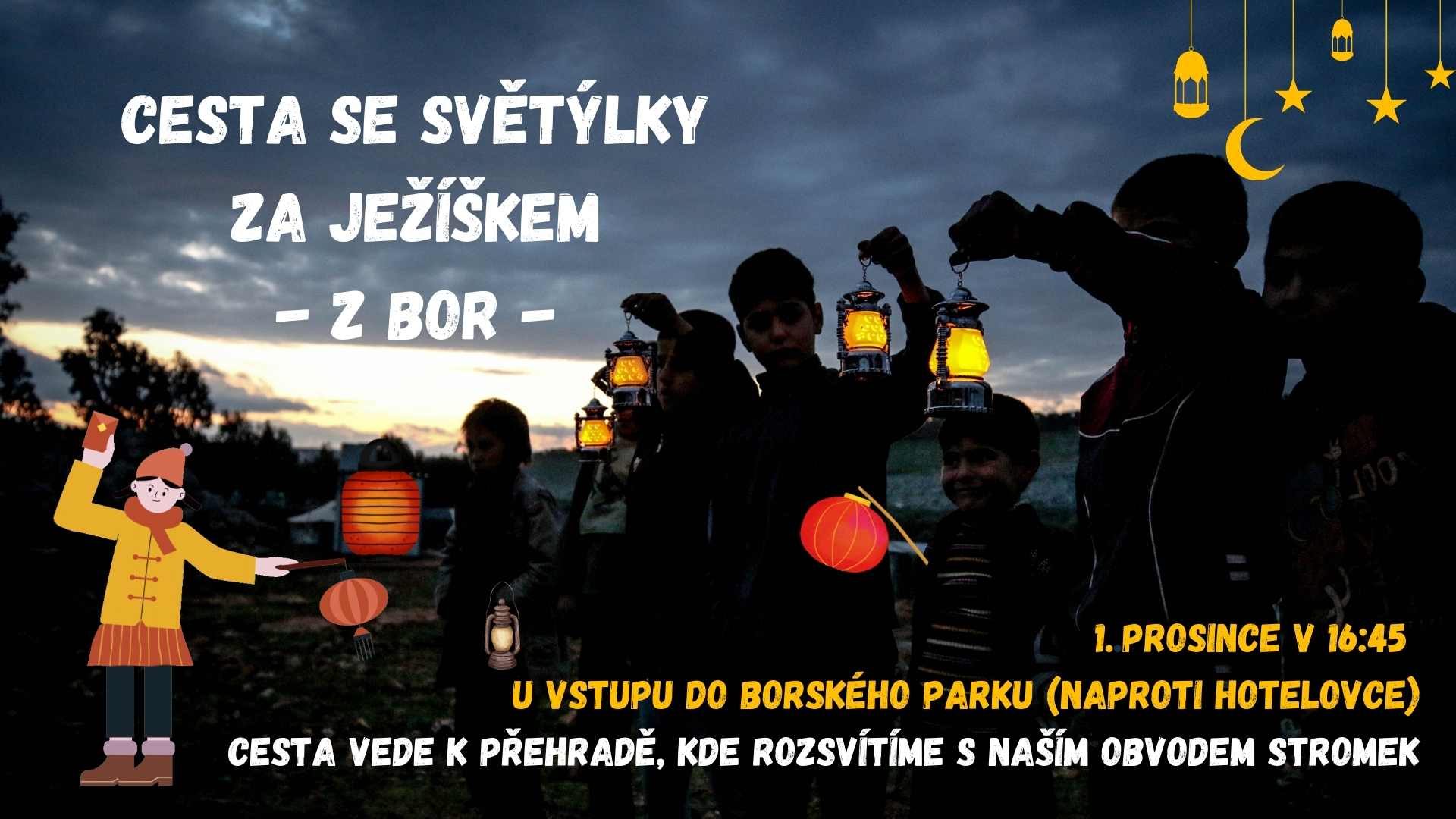 Cesta se světýlky za Ježíškem