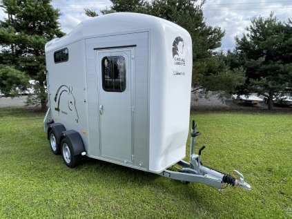 Trailer for 2 horses Cheval Liberte Touring Country WHITE, sheet metal wheels