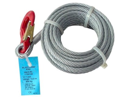 Ocelové lano k navijáku 12.5 m, 7 mm, AL KO