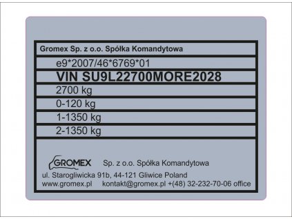 štítek gromex 2700kg