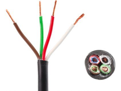 Vierfarbiges Anhängerkabel 4 x 0,75 mm (braun/weiß/rot/grün), Meterware