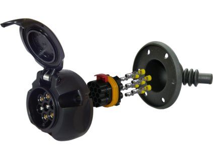 Priză impermeabilă din plastic cu 7 poli 12V + șaibă JAEGER