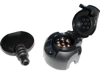 Priză 7 poli 12V plastic + șaibă, priză laterală dreapta