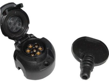 Priză 7 poli 12V plastic + șaibă, priză laterală stânga