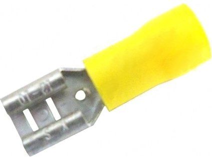 Flat insulated Faston connector 6.3x2.5-6 yellow (socket)