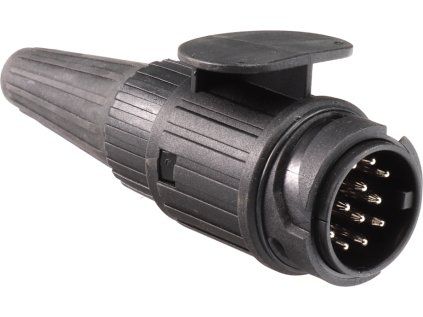 Zástrčka - vidlica 13 pól 12V s gumovým vývodom pre 2 káble
