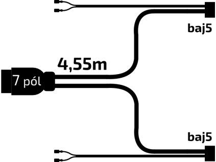 Wiring 4.55 m/7-pin plug with front terminals, baj5, Jokon