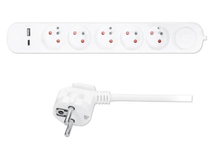 461536 prodlzovaci kabel 5x zasuvka usb a c