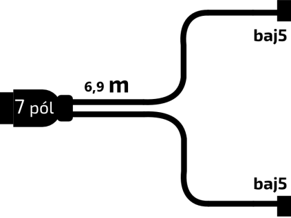Kabeláž 6,9 m/7-pól. zástrčka, s předními vývody QS150, baj5