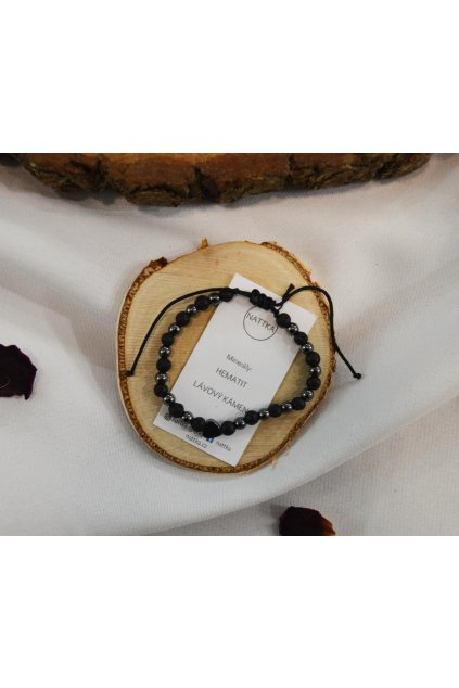 8847 mineralni naramek hematit a lavovy kamen