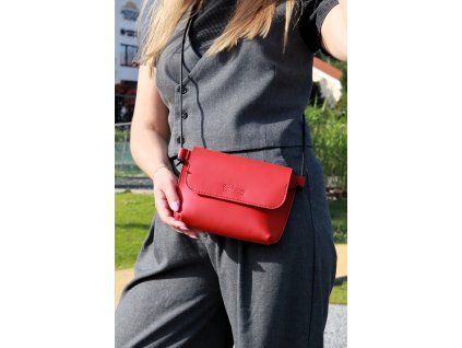Dámska kožená kabelka Lilu, červená