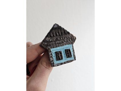 Keramická brošňa Dom, modrý