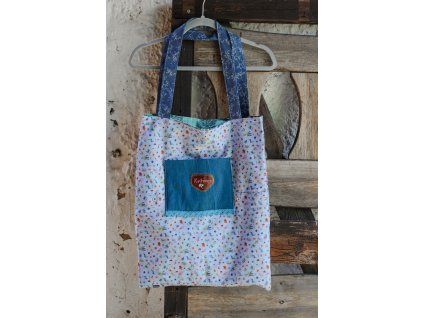 Upcyklovaná taška Kvitnem, modrá