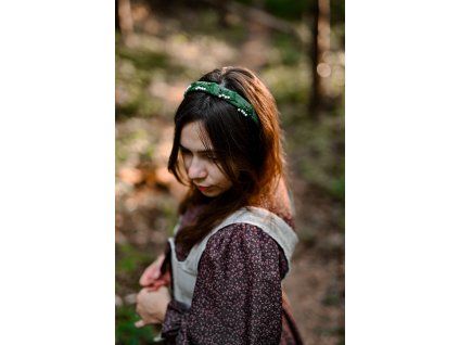 Vyšívaná čelenka, zelená