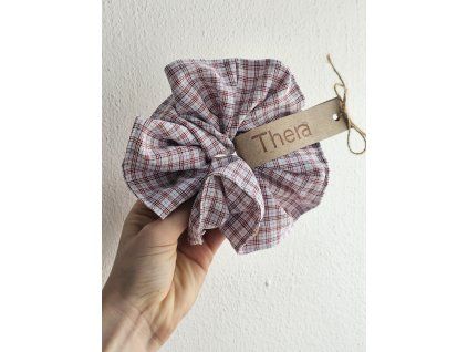 Scrunchie svetlá kockovaná