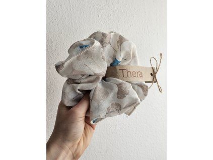 Scrunchie biela kvetinová