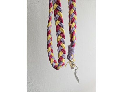 Makramé popruh na mobil, fuchsia, fialová, žltá
