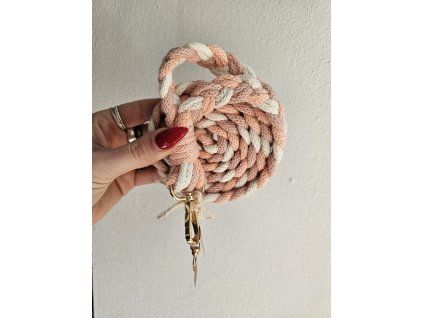 Makramé popruh na mobil, krémová, peach