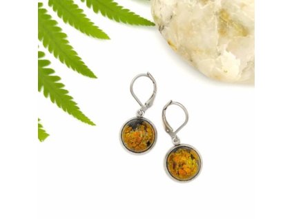 Visiace náušnice so skutočným lišajníkom