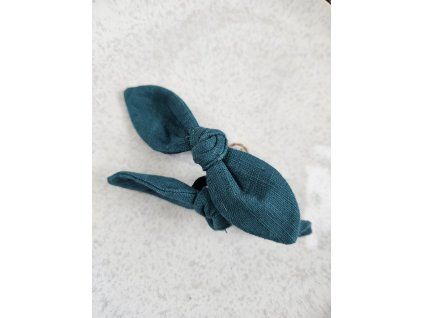 Ušká na gumičke zelený ľan set