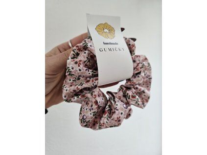 Gumička schrunchies ruzove kvety
