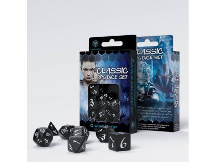 sada 7 kostek classic dice set cerna bila 2