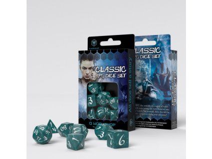 sada 7 kostek classic dice set tyrkysova bila 2