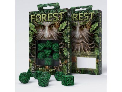 sada 7 kostek forest dice set zelena cerna 2