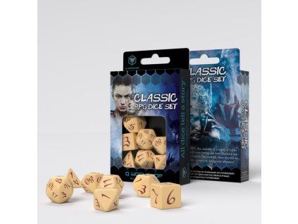 sada 7 kostek classic dice set bezova vinova