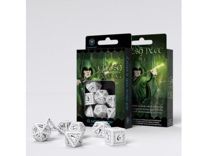 sada 7 kostek elvish dice set bila cerna 2