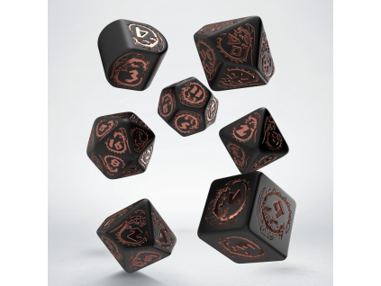 sada 7 kostek dragons modern dice set cerna a medena rdra3x