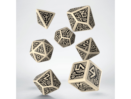 sada 7 kostek dwarven dice set bezova a cerna sdwa18