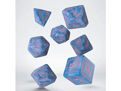 sada 7 kostek runic dice set modra ruzova srun1s