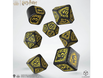 sada 7 kostek harry potter hufflepuff modern dice set cerna
