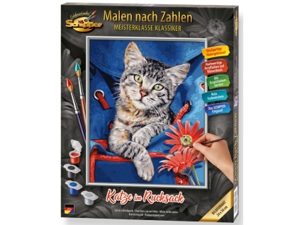 malovani podle cisel kocka v batohu katze 24 x 30cm 3