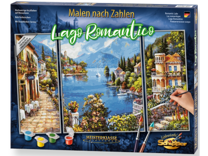 malovani podle cisel romanticke jezero lago romantico triptych 3