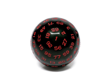 kostka d100 black opaque with red