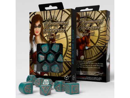 sada 7 kostek steampunk clockwork nautical apparatus modern dice set rstc05