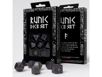 sada 7 kostek runic mixed blue gold dice set srun09