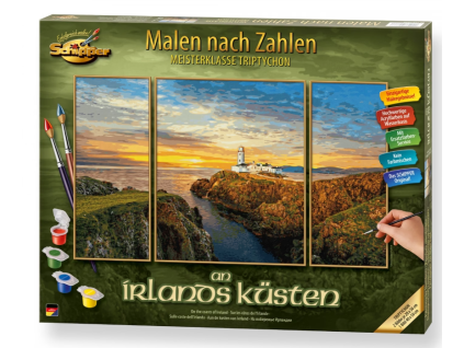 malovani podle cisel na pobrezi irska spa an irlands kusten triptych