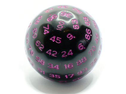 kostka d100 black opaque with purple