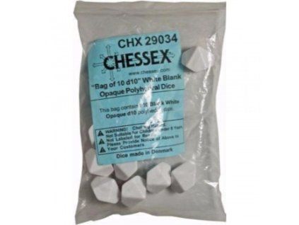 opaque polyhedral white bag of 10 blank 10 sided dice