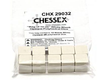 sada 10 kostek d6 prazdna blank