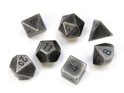 sada 7 kostek chessex solid dark metal